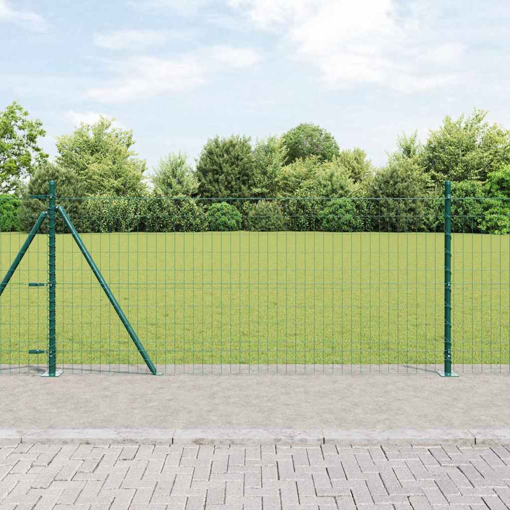 Ograda s postovima Zelena 1 x 25 m Čelik i PVC