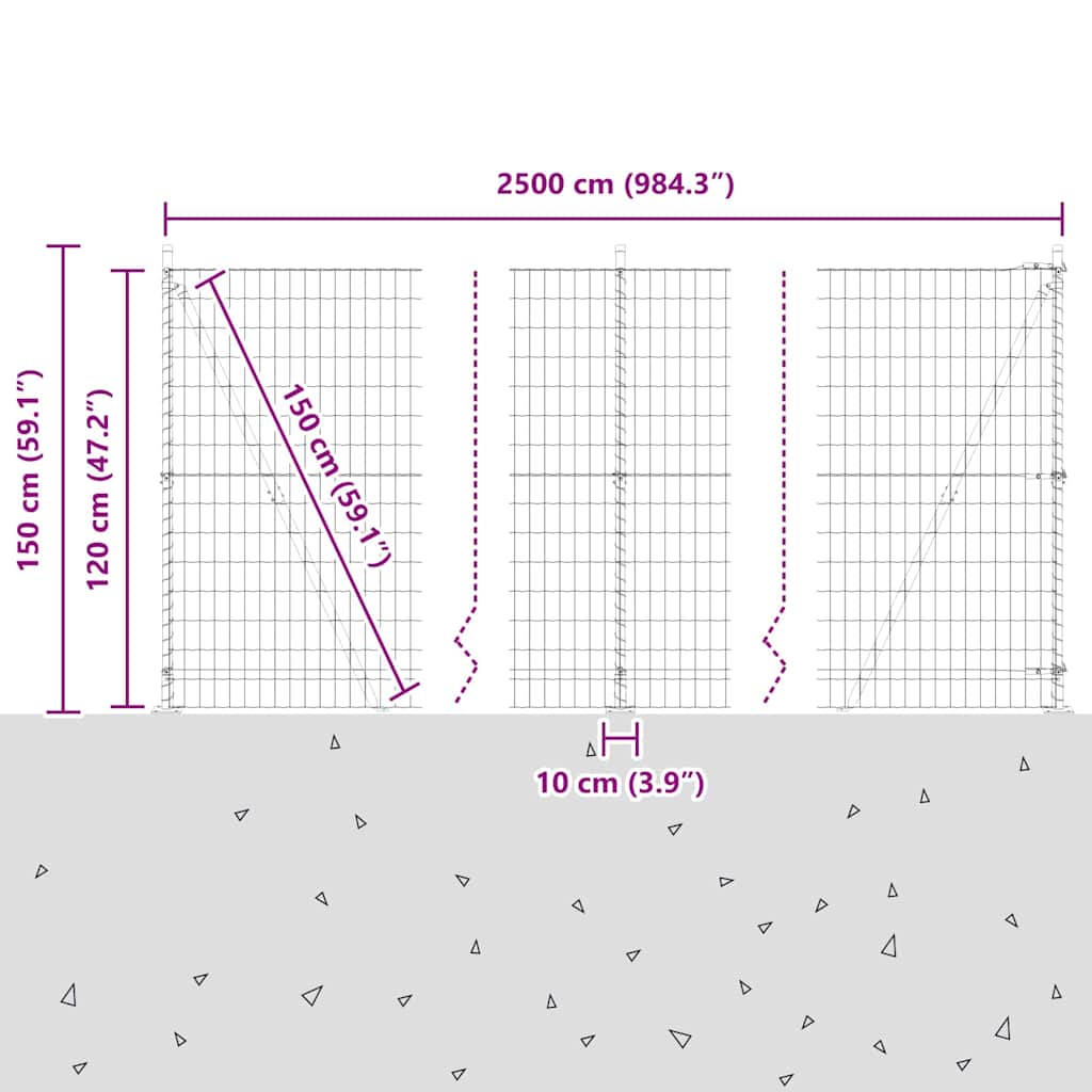 Ograda s postovima Zelena 1,2 x 25 m Čelik i PVC