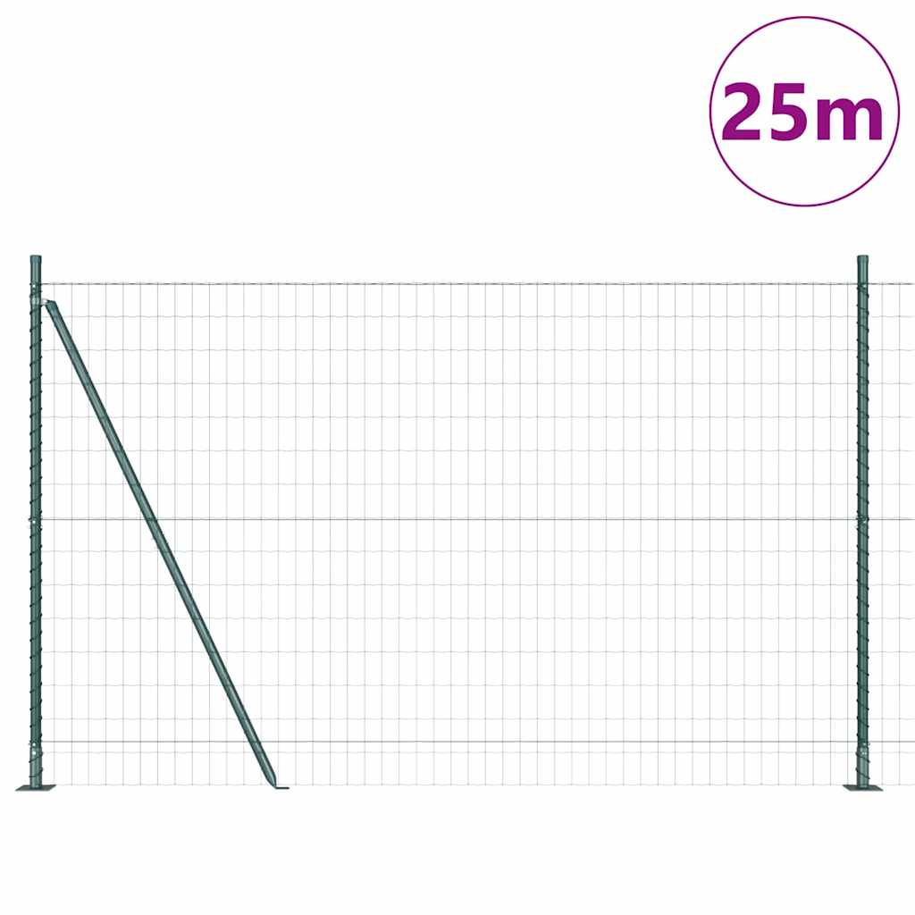 Ograda s postovima Zelena 1,2 x 25 m Čelik i PVC