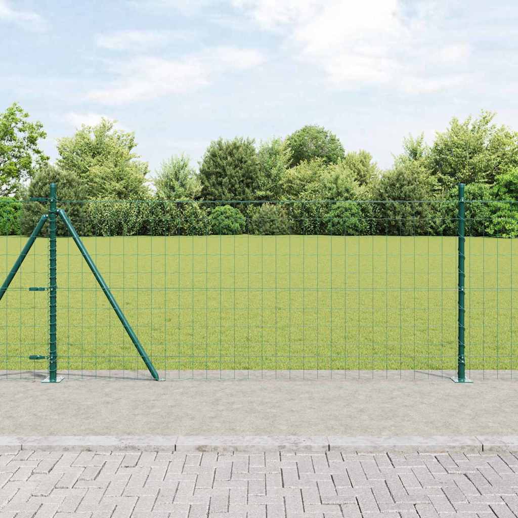 Ograda s postovima Zelena 1 x 25 m Čelik i PVC