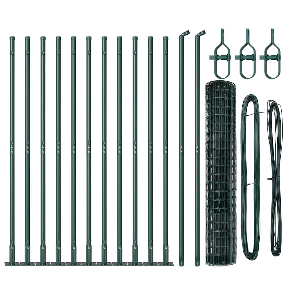 Ograda s postovima Zelena 1,2 x 25 m Čelik i PVC
