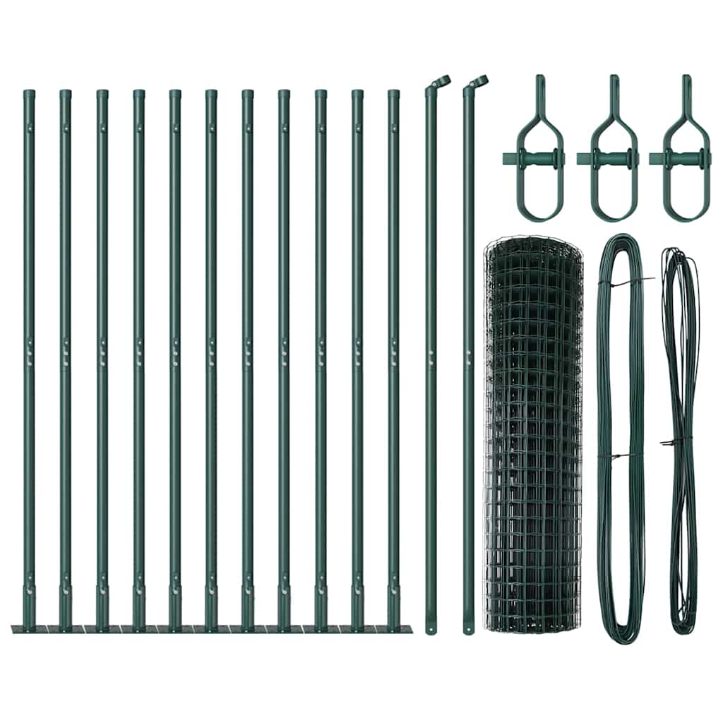 Ograda s postovima Zelena 1 x 25 m Čelik