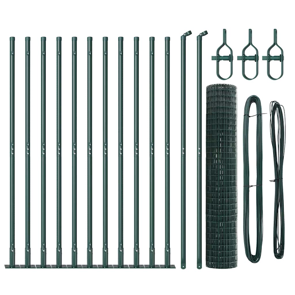 Ograda s postovima Zelena 1,2 x 25 m Čelik