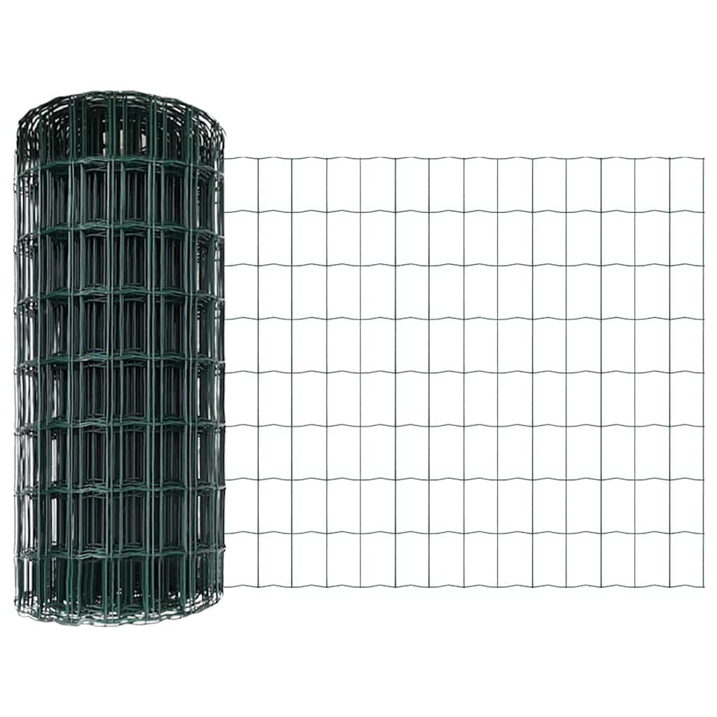 Ograda s postovima Zelena 0,4 x 50 m Čelik i PVC