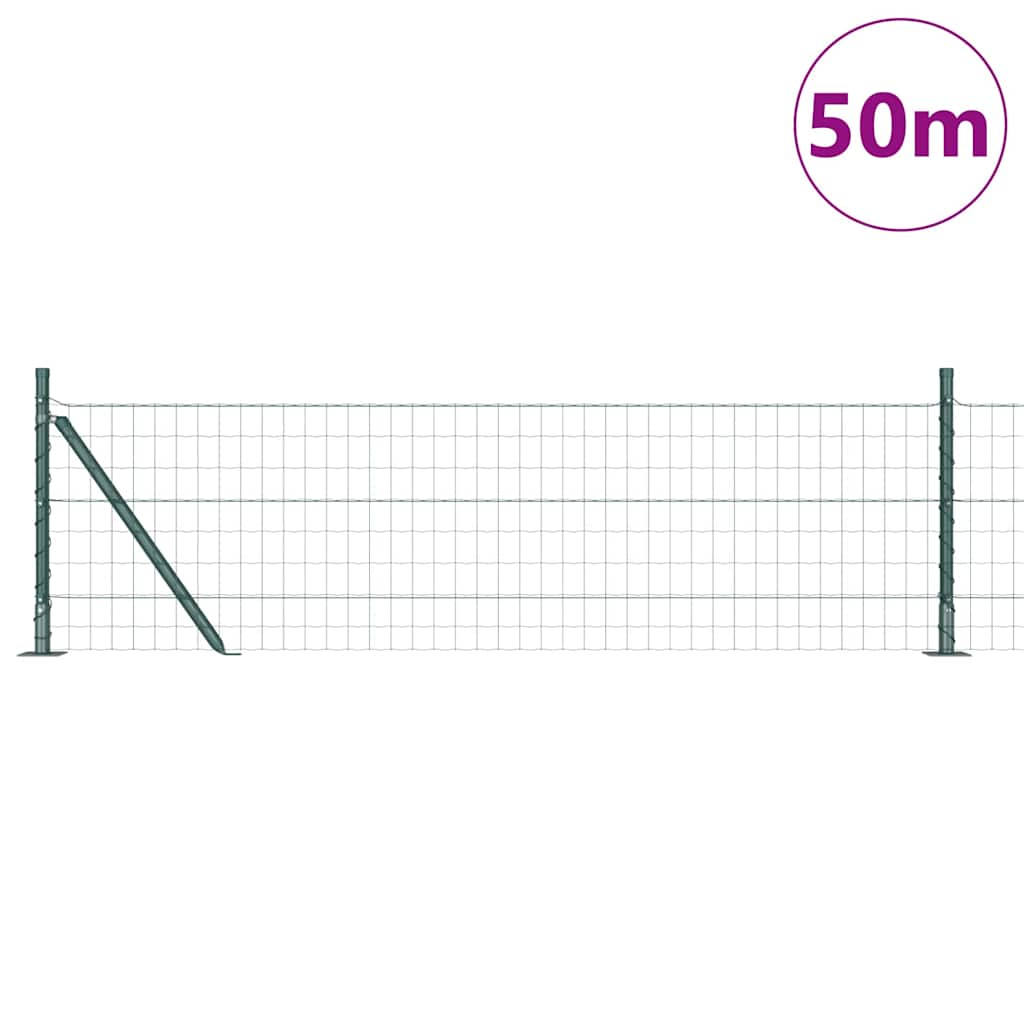 Ograda s postovima Zelena 0,6 x 50 m Čelik i PVC