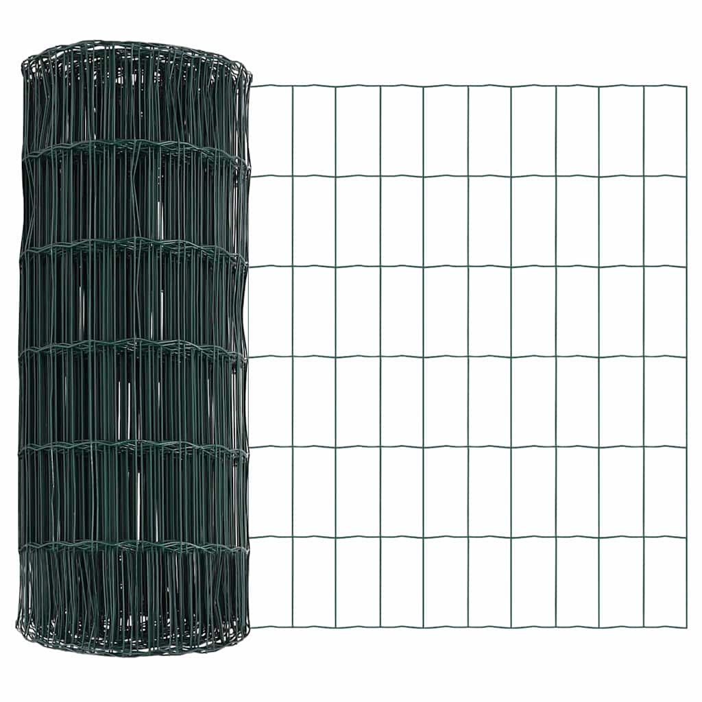 Ograda s postovima Zelena 0,4 x 50 m Čelik i PVC
