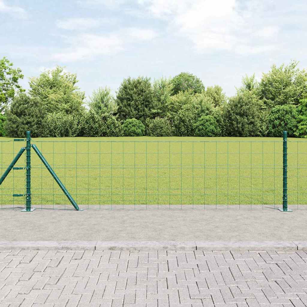 Ograda s postovima Zelena 0,4 x 50 m Čelik i PVC