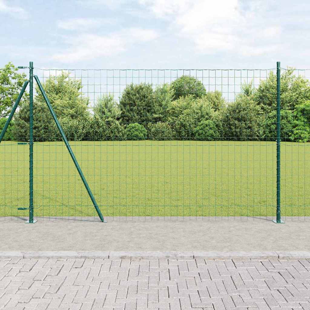 Ograda s postovima Zelena 1,6 x 10 m Čelik i PVC