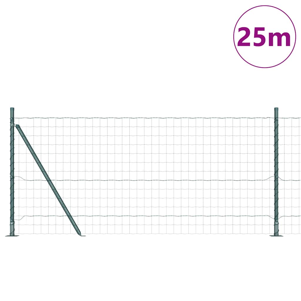 Ograda s postovima Zelena 0,8 x 25 m Čelik