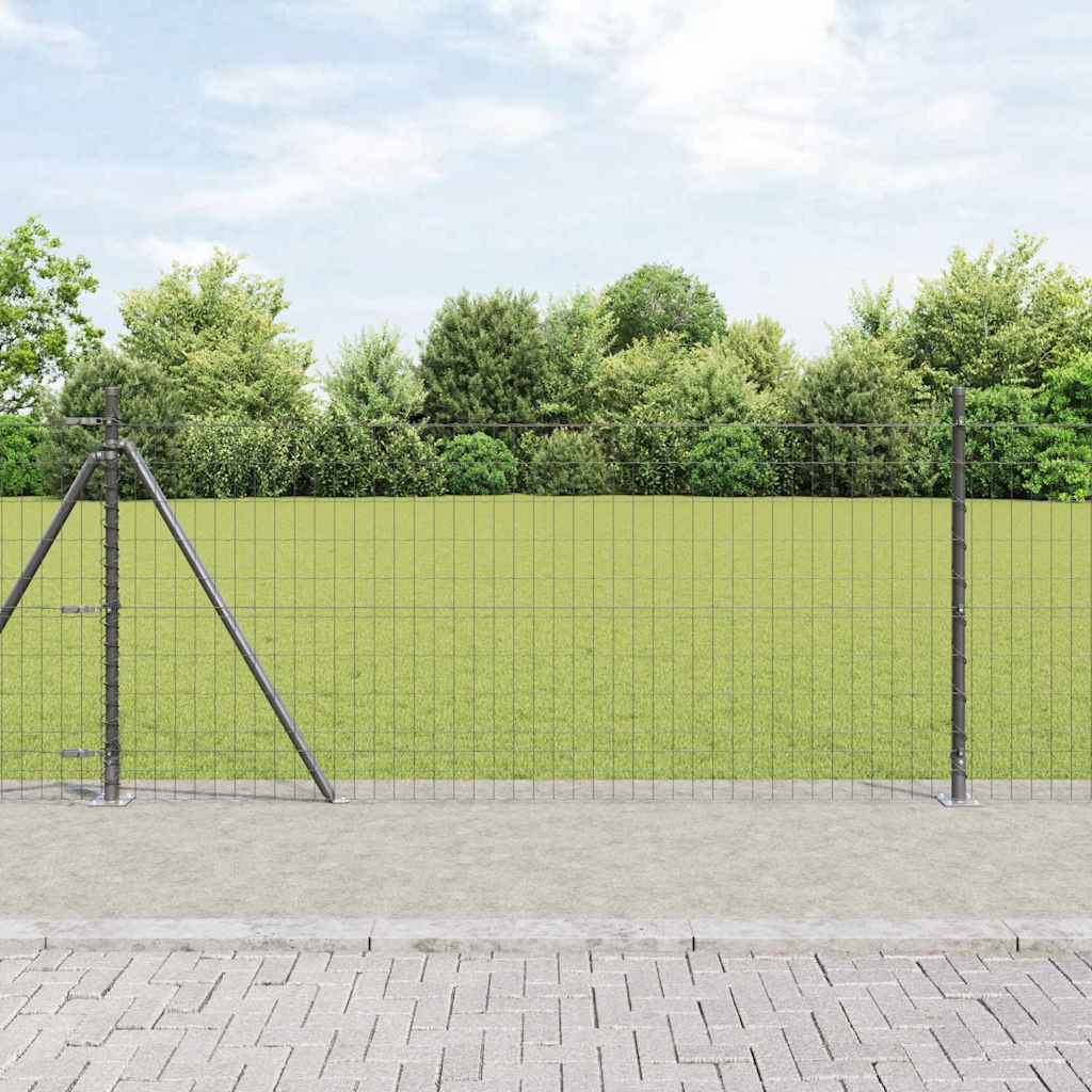 Ograda s postovima Siva 1 x 10 m Čelik i PVC