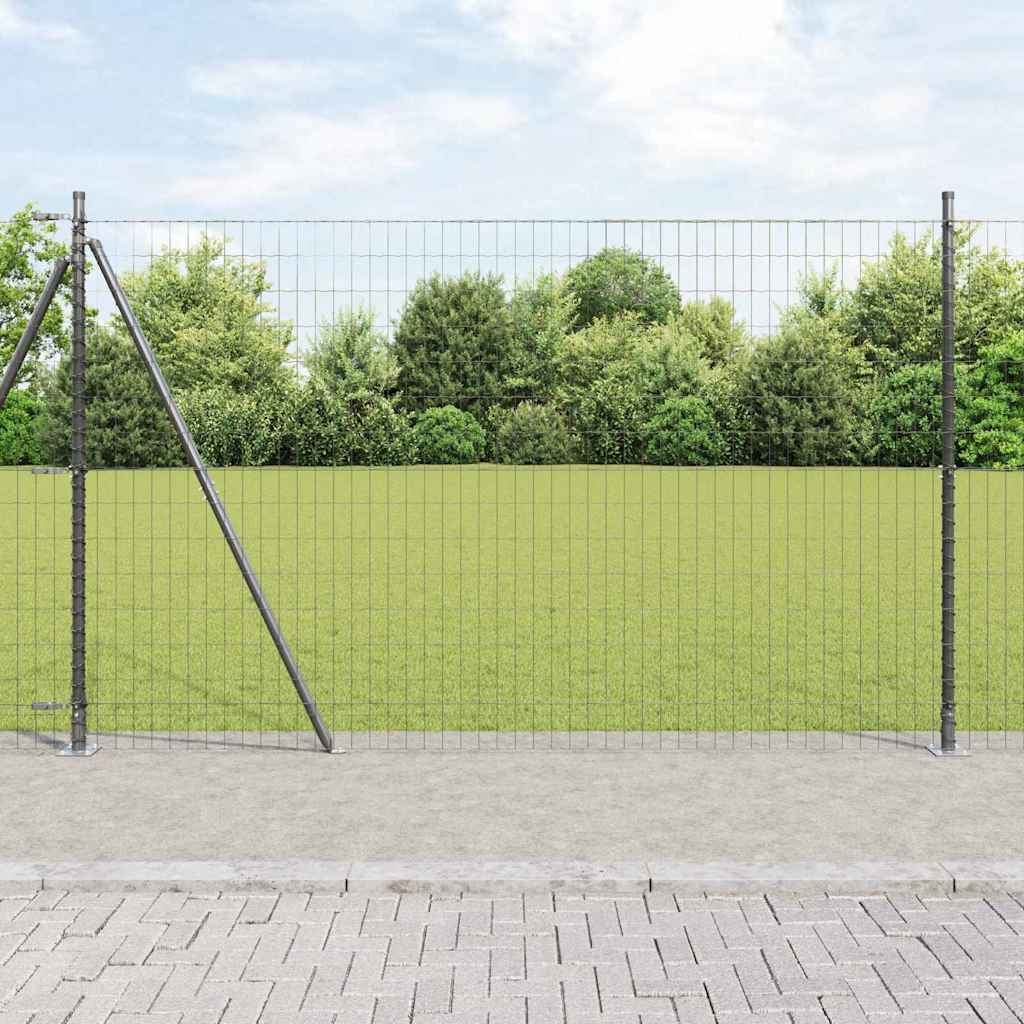Ograda s postovima Siva 1,5 x 10 m Čelik i PVC
