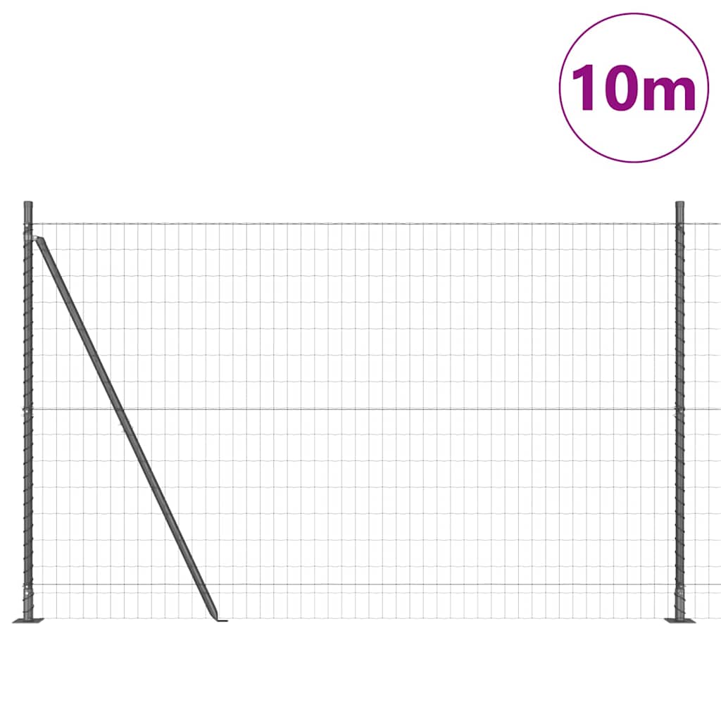 Ograda s postovima Siva 1,5 x 10 m Čelik i PVC