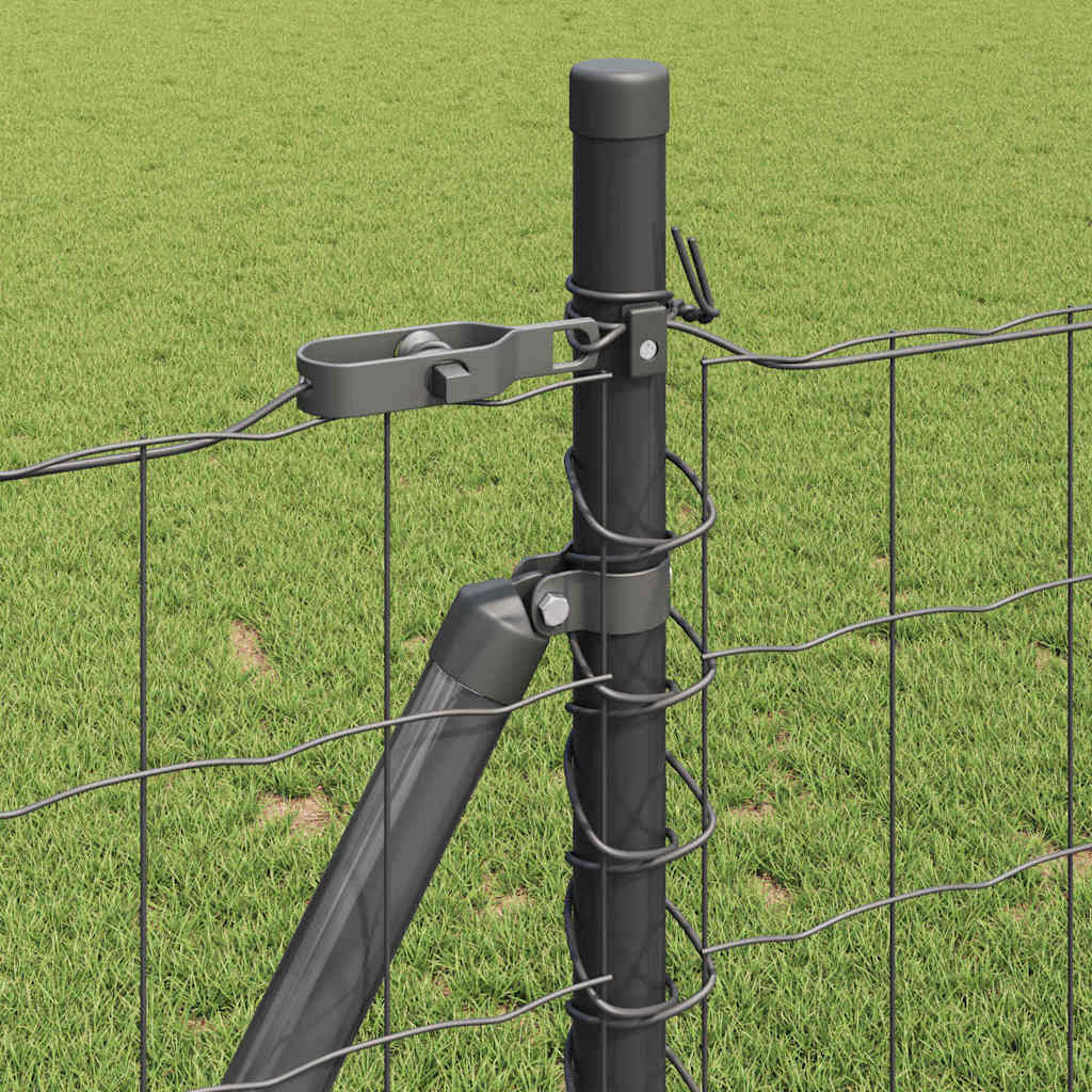 Ograda s postovima Siva 0,8 x 10 m Čelik i PVC