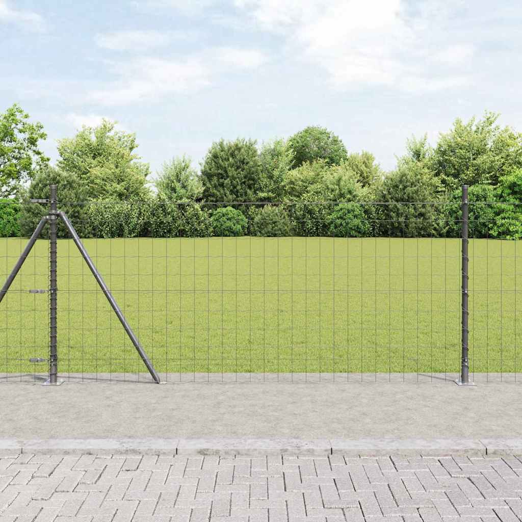 Ograda s postovima Siva 0,8 x 10 m Čelik i PVC