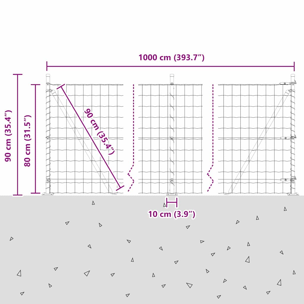 Ograda s postovima Siva 0,8 x 10 m Čelik i PVC