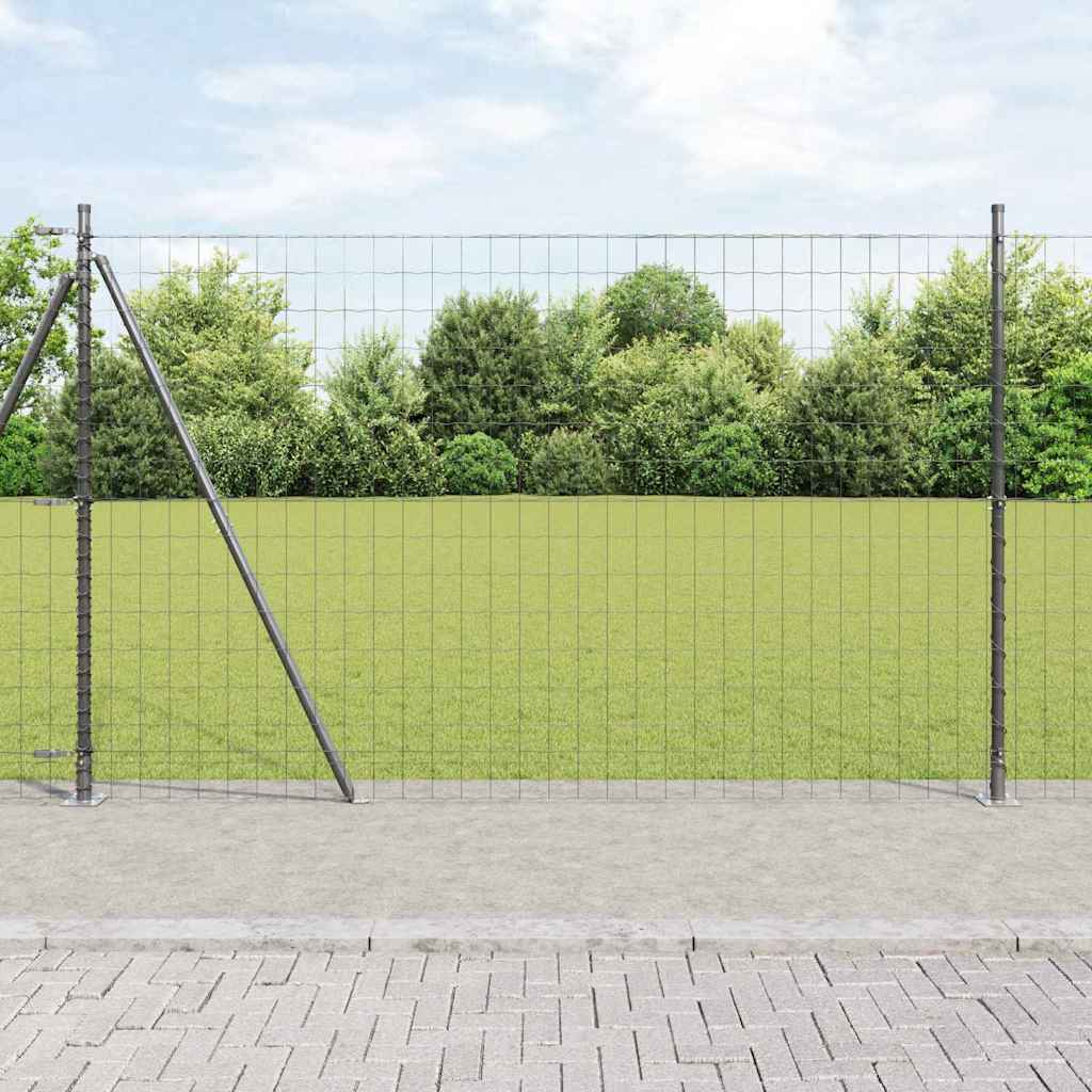 Ograda s postovima Siva 1,5 x 10 m Čelik i PVC