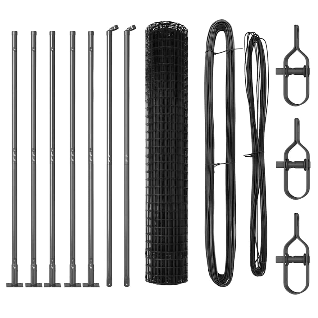 Ograda s postovima Siva 1,5 x 10 m Čelik i PVC