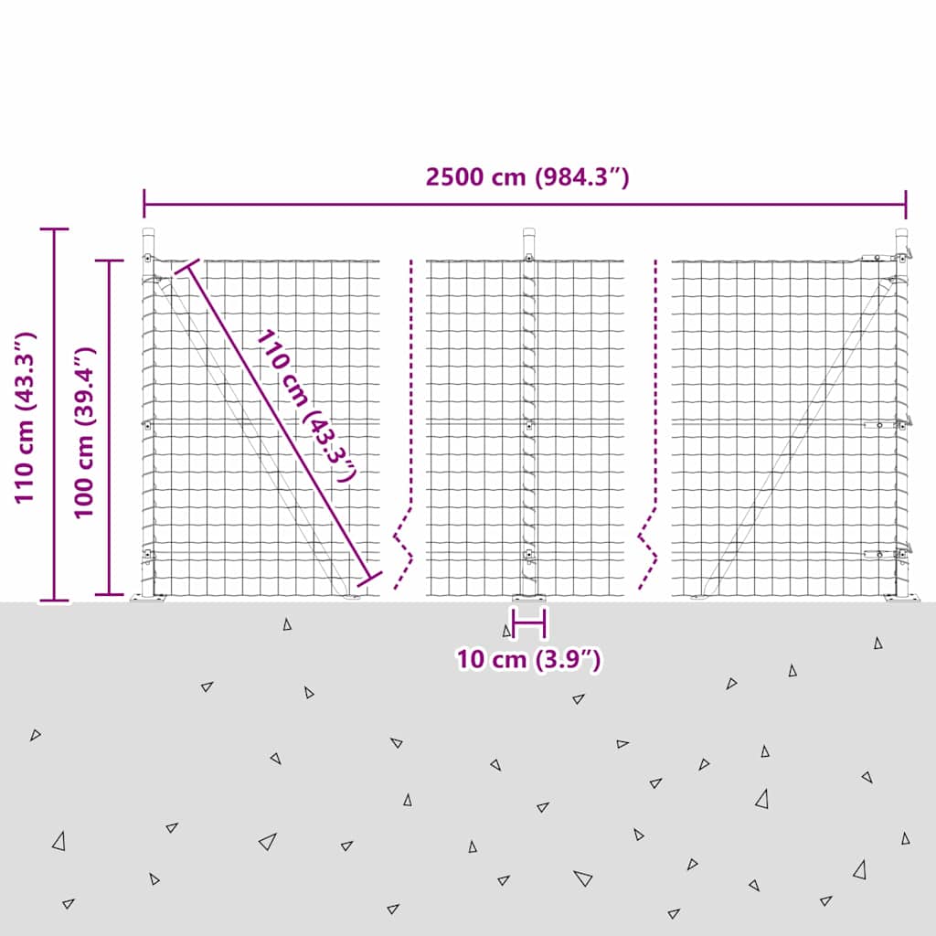 Ograda s postovima Siva 1 x 25 m Čelik i PVC