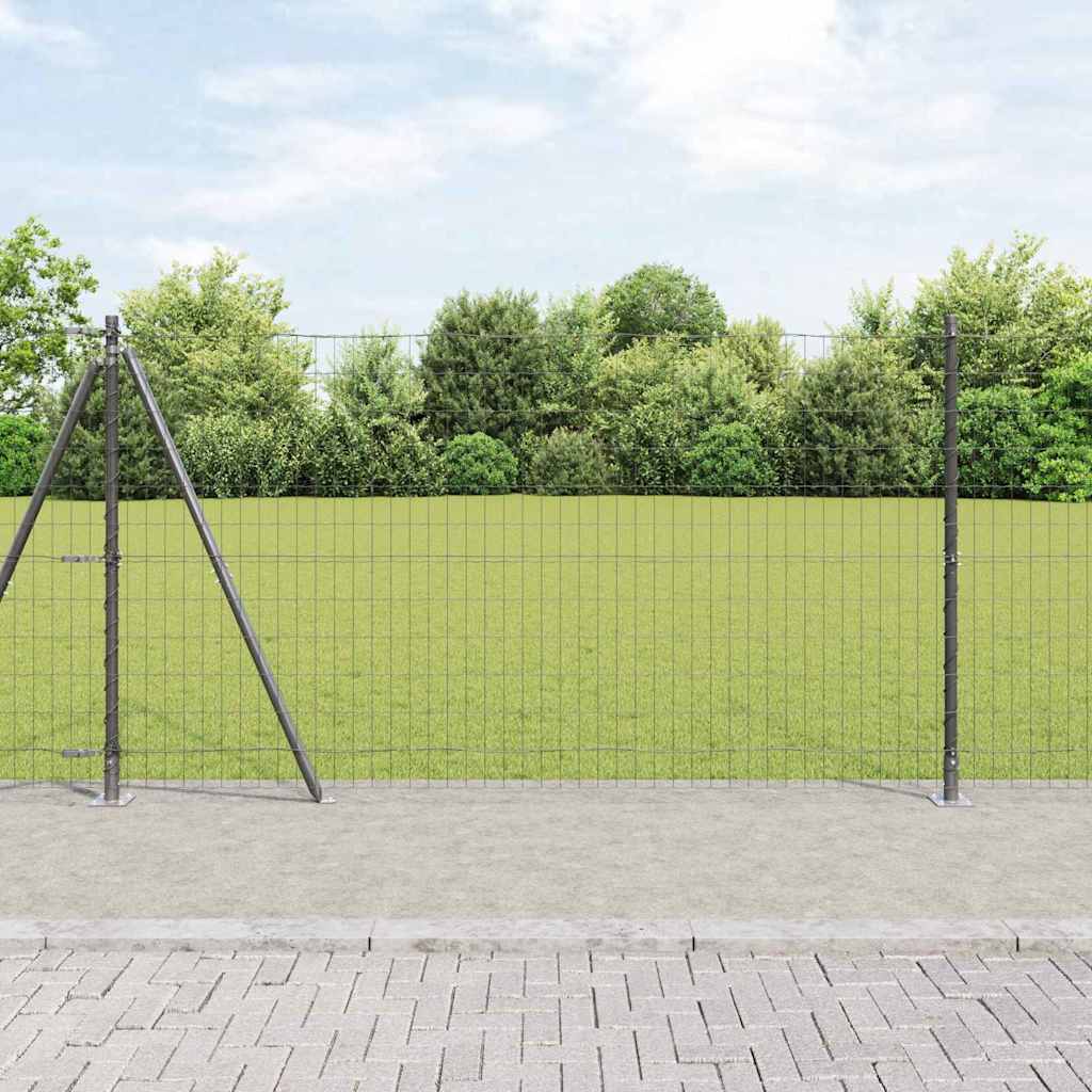 Ograda s postovima Siva 1,2 x 25 m Čelik i PVC