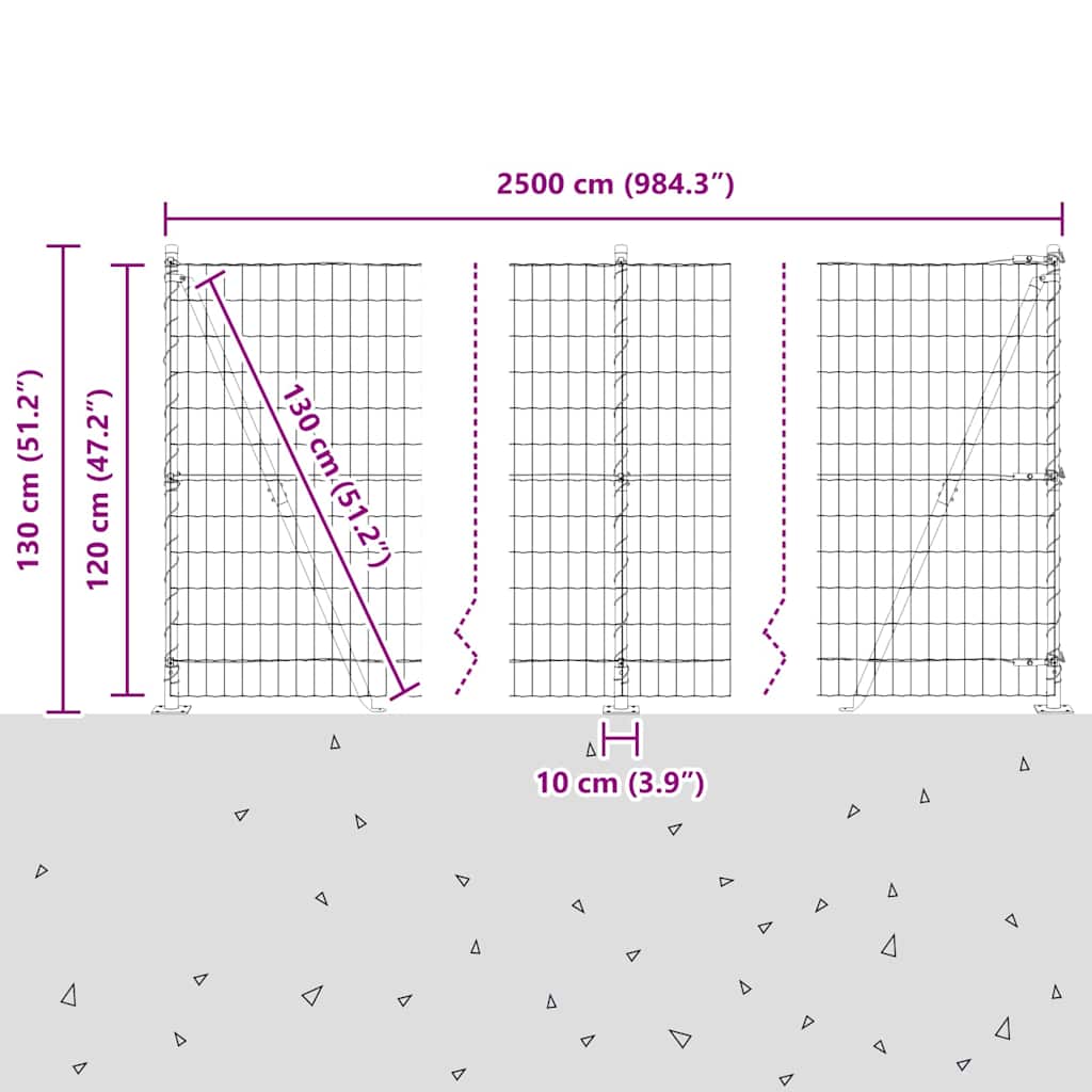 Ograda s postovima Siva 1,2 x 25 m Čelik i PVC