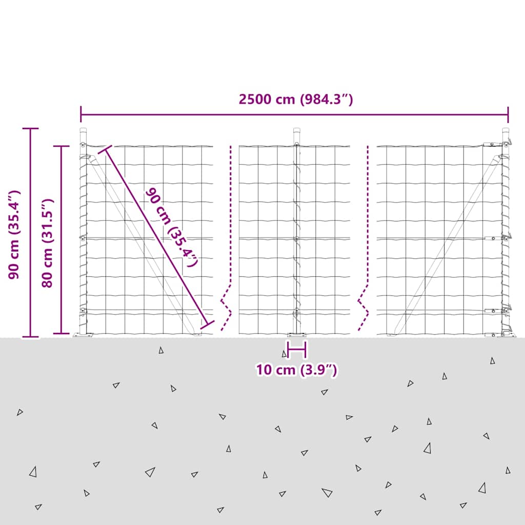 Ograda s postovima Siva 0,8 x 25 m Čelik