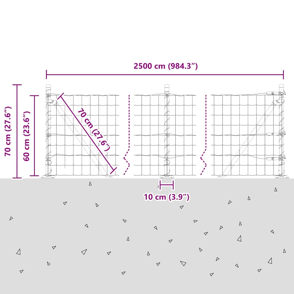 Euro Ograda s Betonskom Podlogom 25 x 0,6 m Siva Mreža