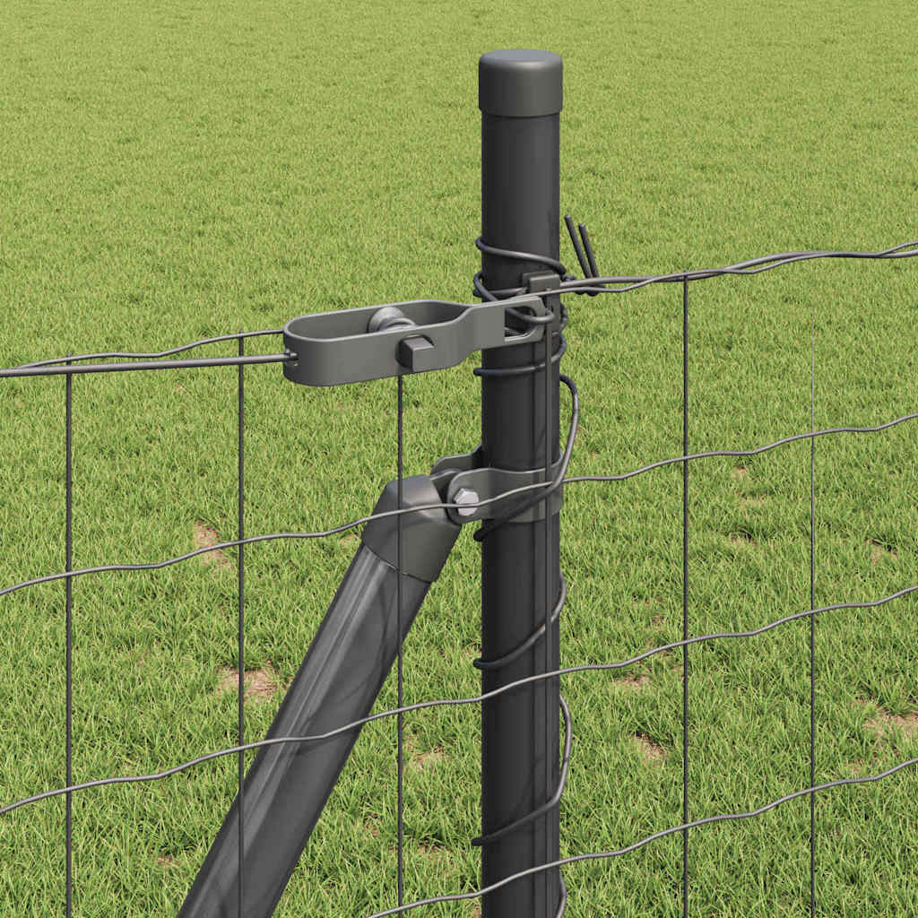 Ograda s postovima Siva 0,8 x 25 m Čelik