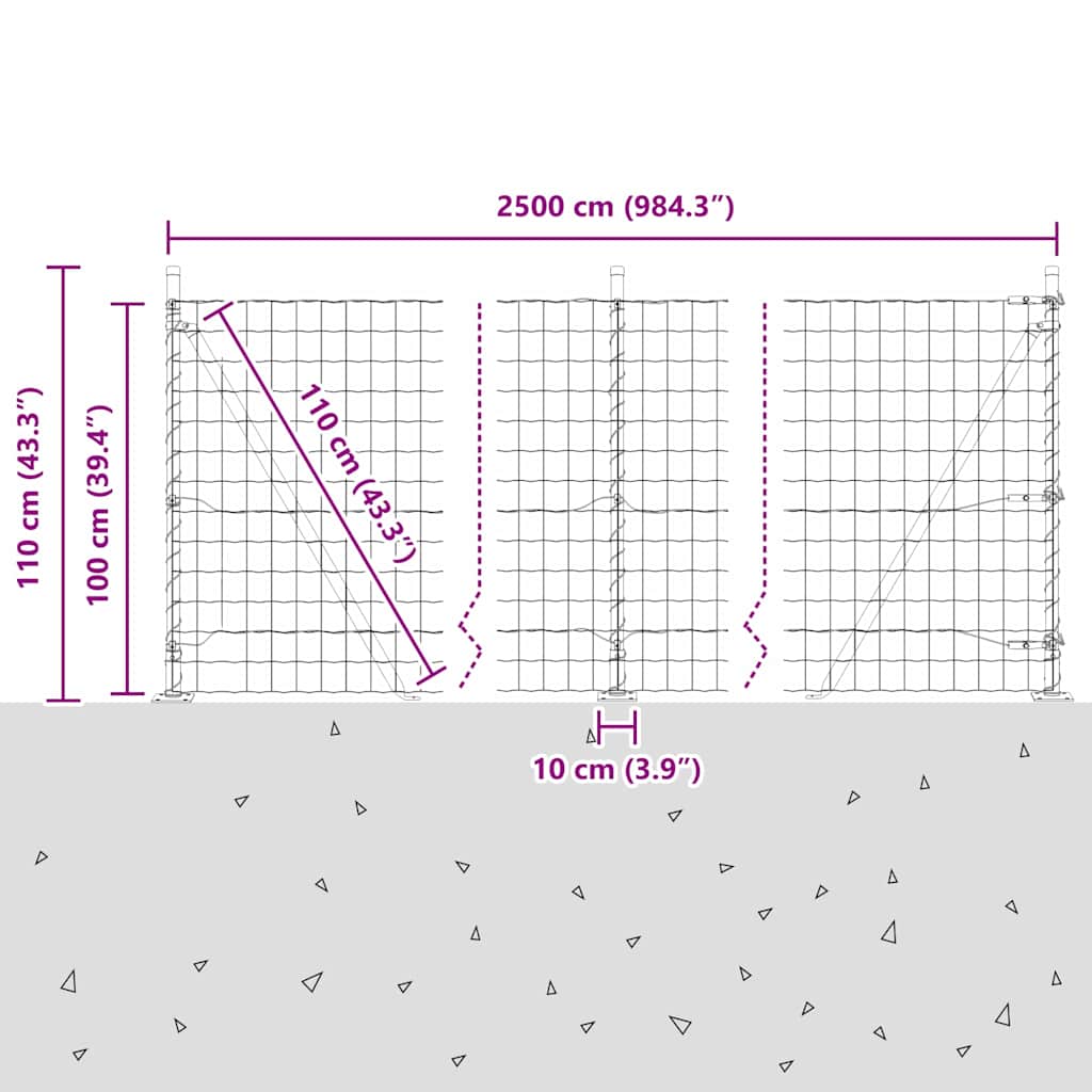 Ograda s postovima Siva 1 x 25 m Čelik
