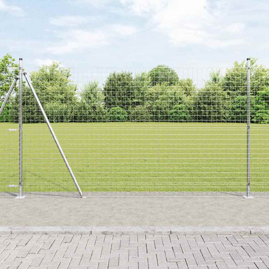 Ograda s postovima Srebrno 1,4 x 10 m Čelik