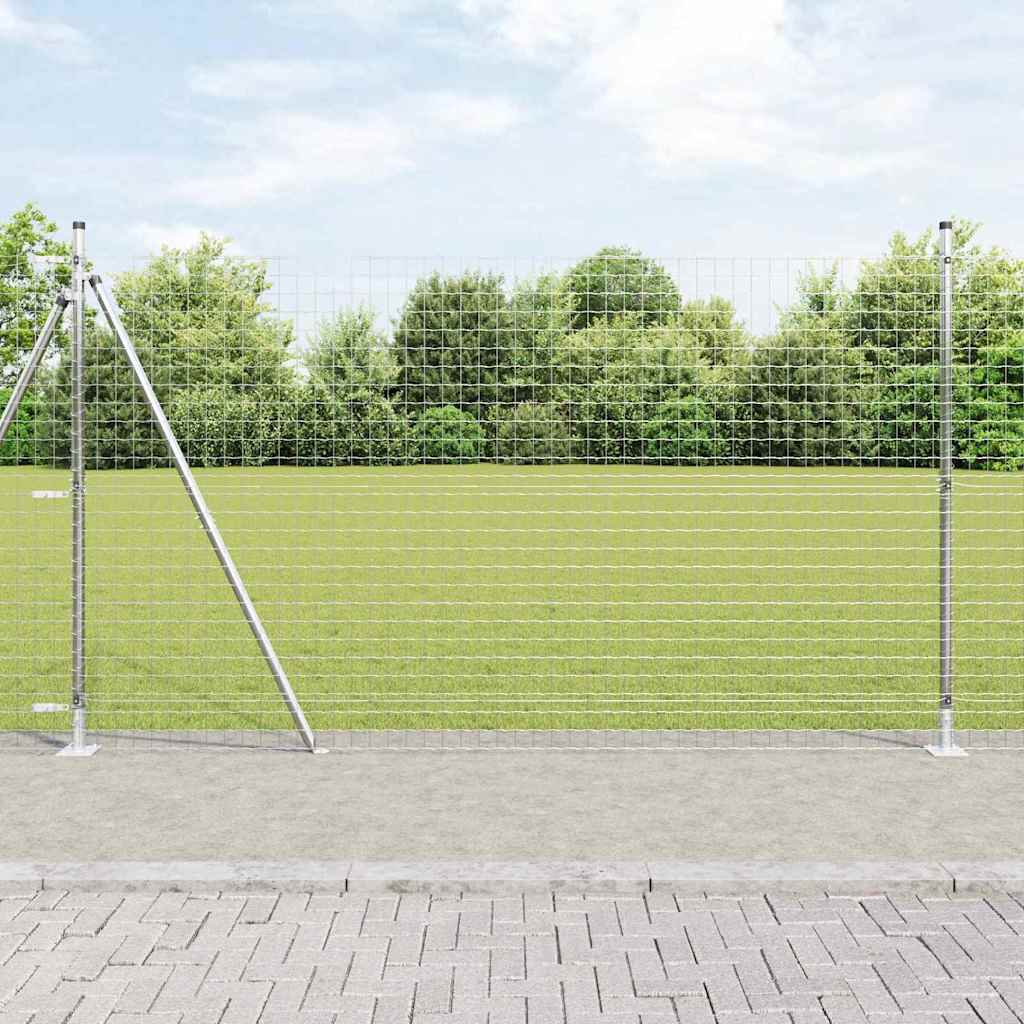 Ograda s postovima Srebrno 1,5 x 10 m Čelik