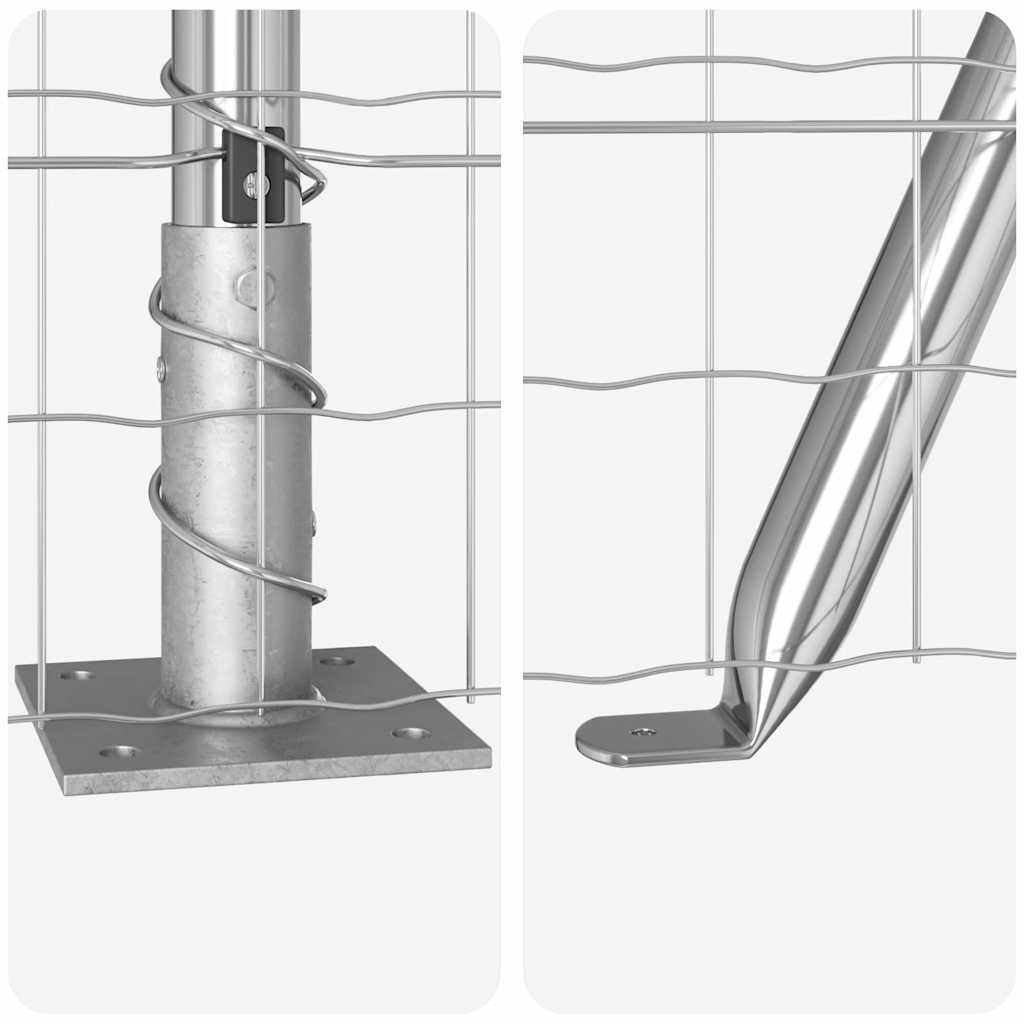 Vanjski Euro Ograda s Betonskom Podlogom 10 x 1,2 m Srebrna