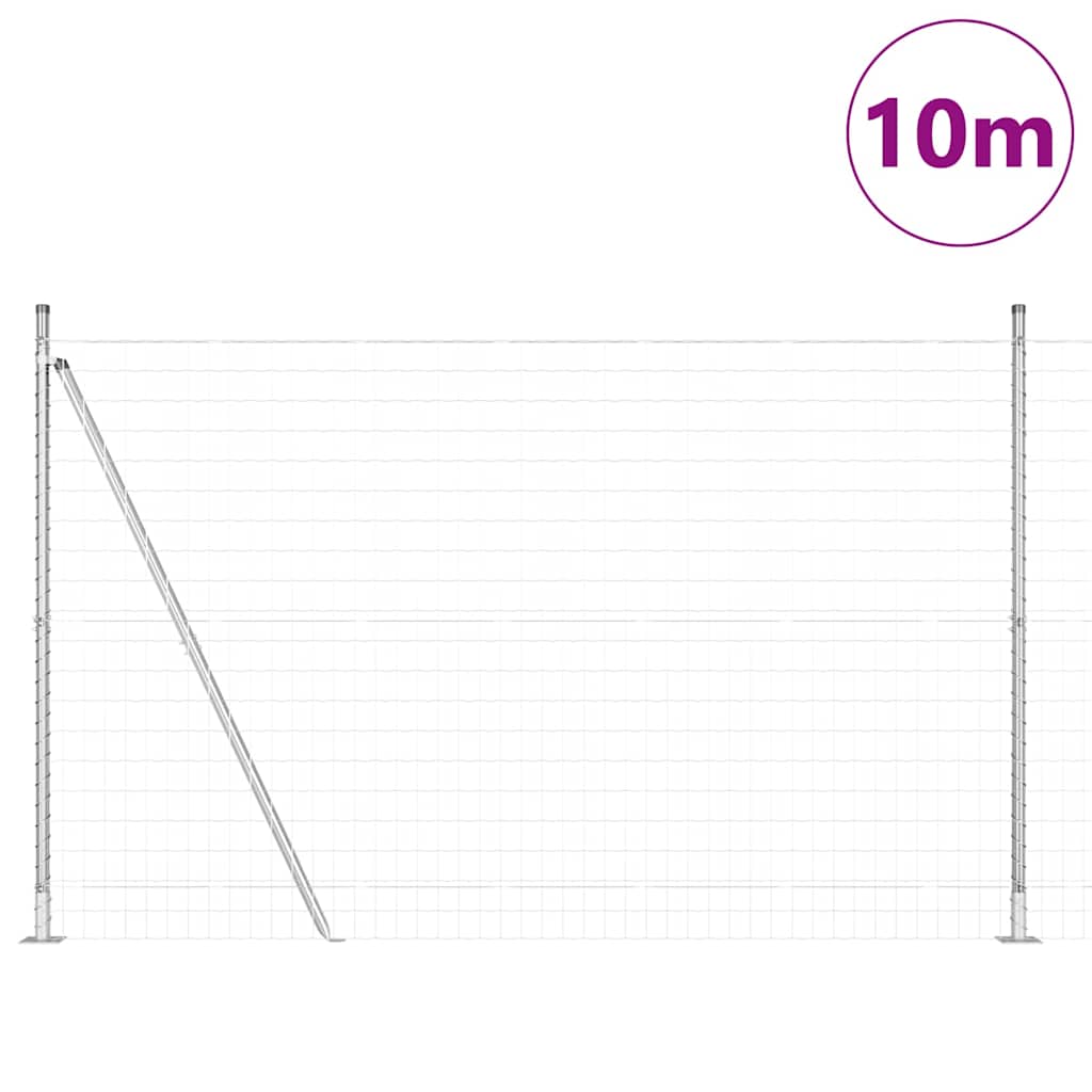 Vanjski Euro Ograda s Betonskom Podlogom 10 x 1,5 m Srebrna