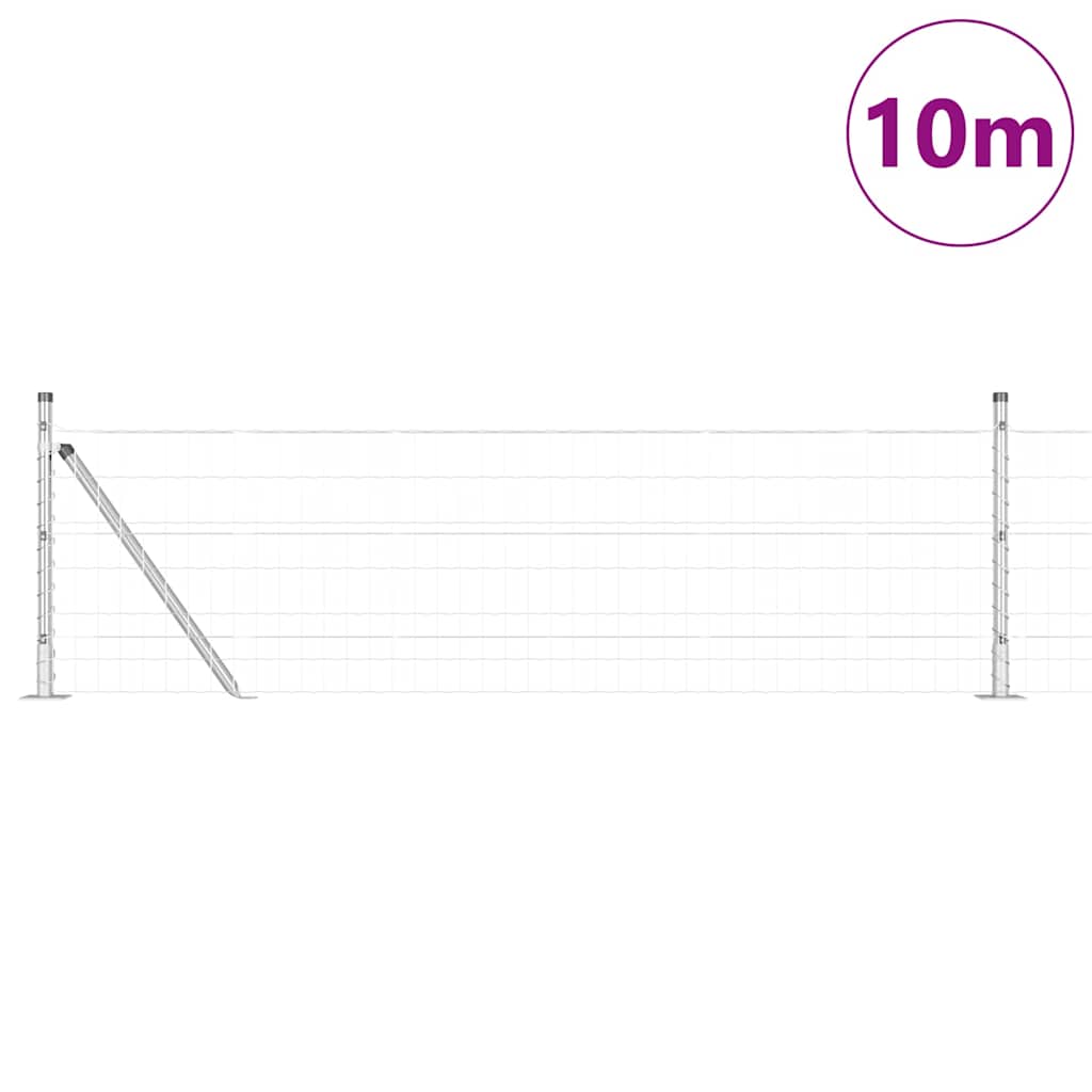 Vanjski Euro Ograda s Betonskom Podlogom 10 x 0,6 m Srebrna