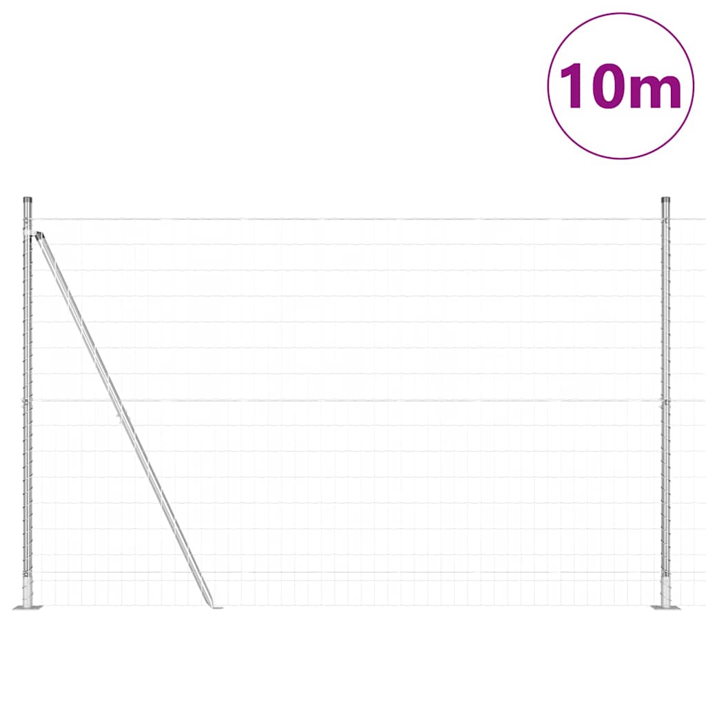 Ograda s postovima Srebrno 1,4 x 10 m Čelik