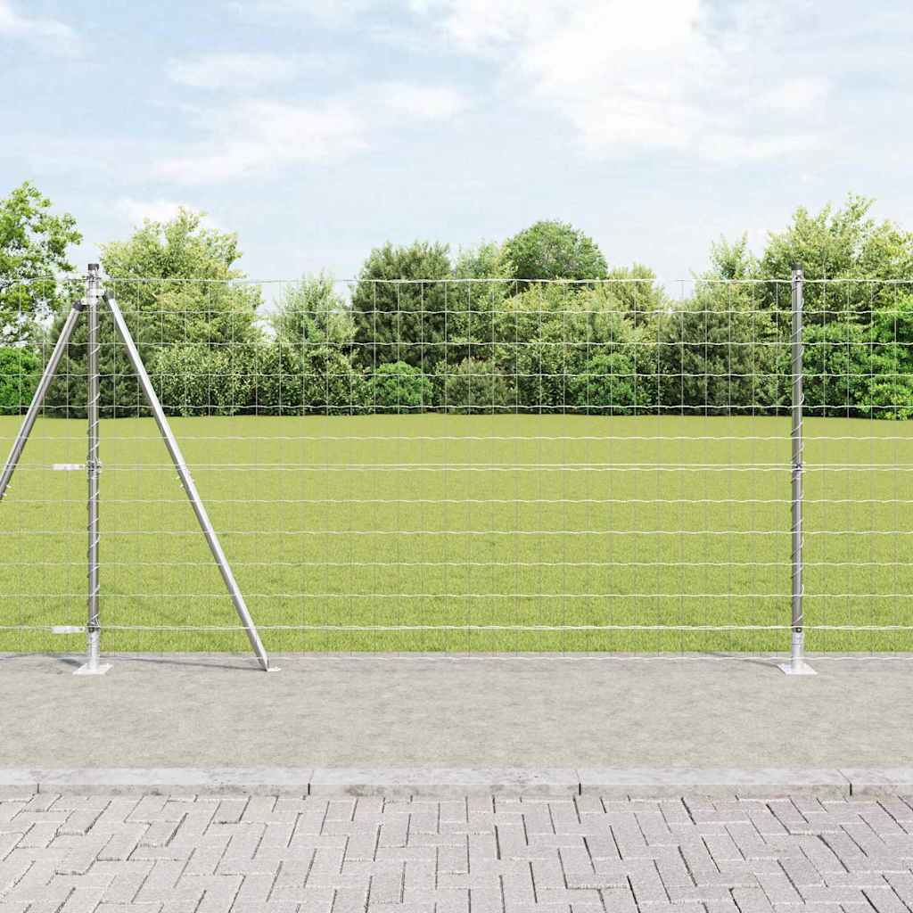 Ograda s postovima Srebrno 1,2 x 10 m Čelik