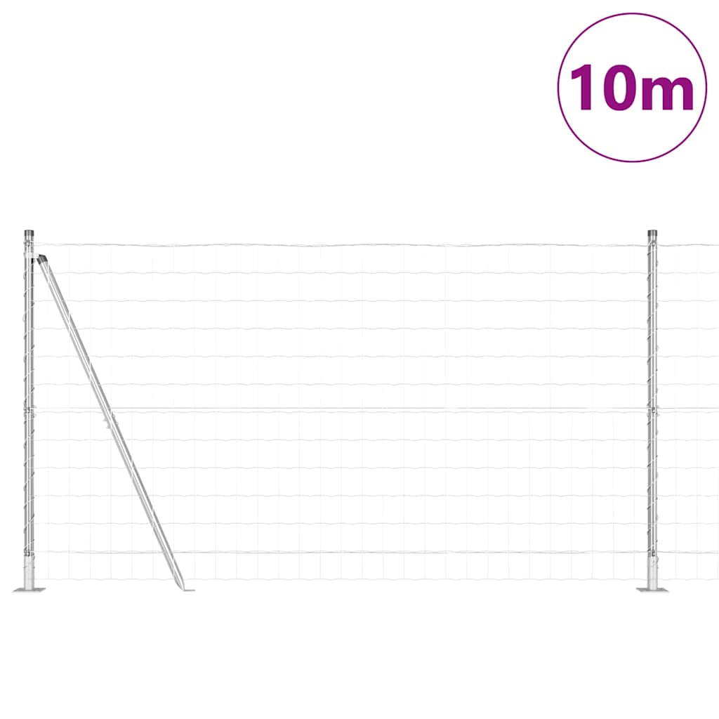 Ograda s postovima Srebrno 1,2 x 10 m Čelik