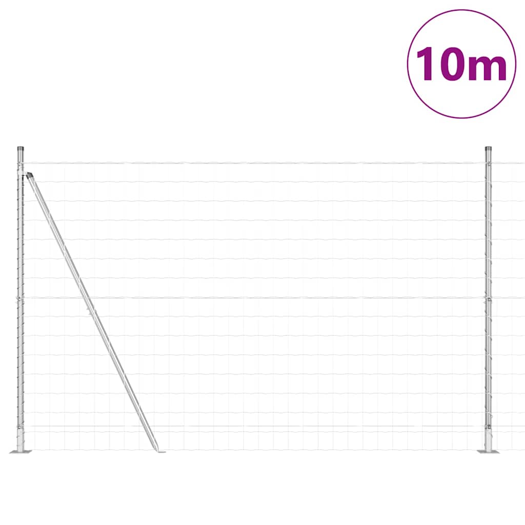 Ograda s postovima Srebrno 1,5 x 10 m Čelik