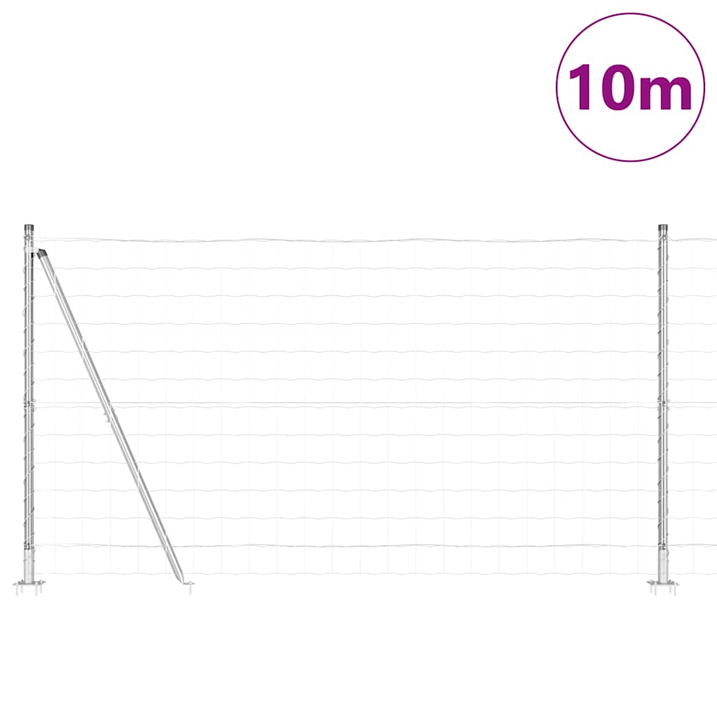 Ograda s postovima Srebrno 1,2 x 10 m Čelik
