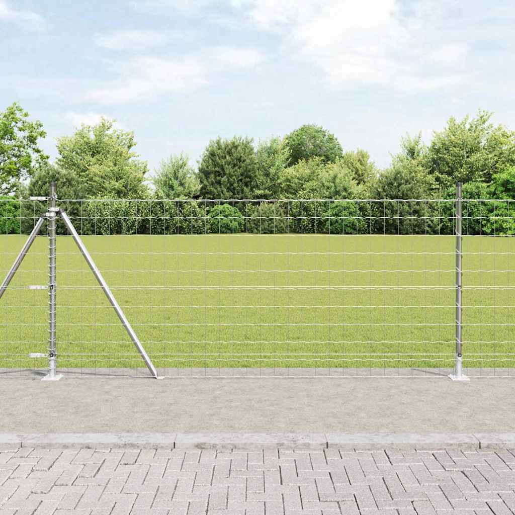 Ograda s postovima Srebrno 0,8 x 25 m Čelik