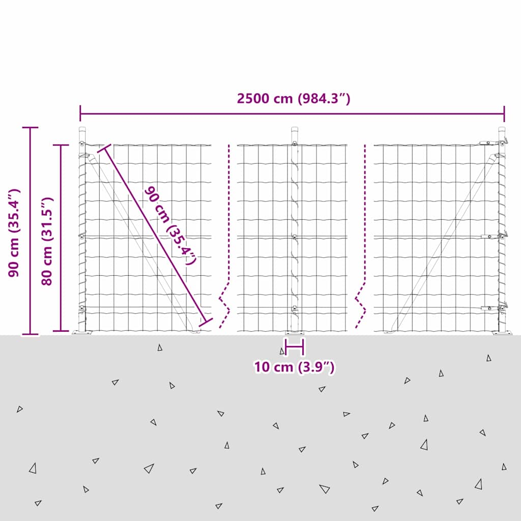 Ograda s postovima Srebrno 0,8 x 25 m Čelik