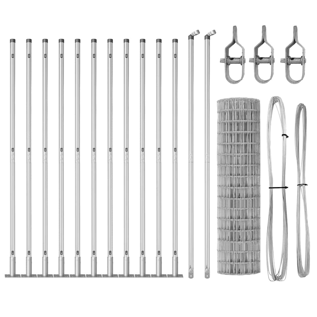 Ograda s postovima Srebrno 1 x 25 m Čelik