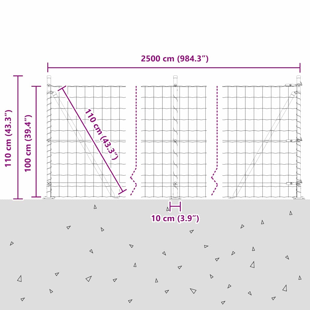 Ograda s postovima Srebrno 1 x 25 m Čelik