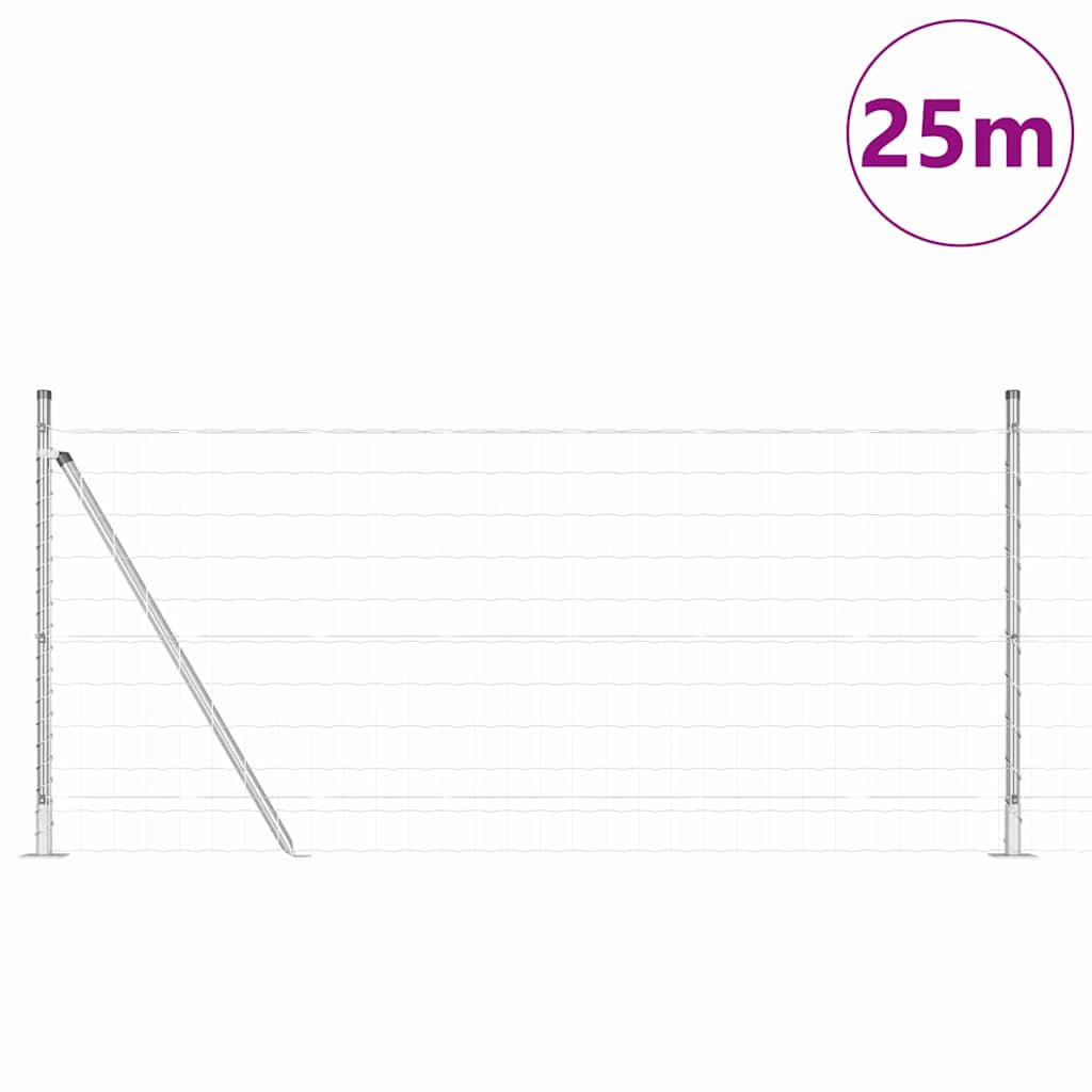 Ograda s postovima Srebrno 1 x 25 m Čelik