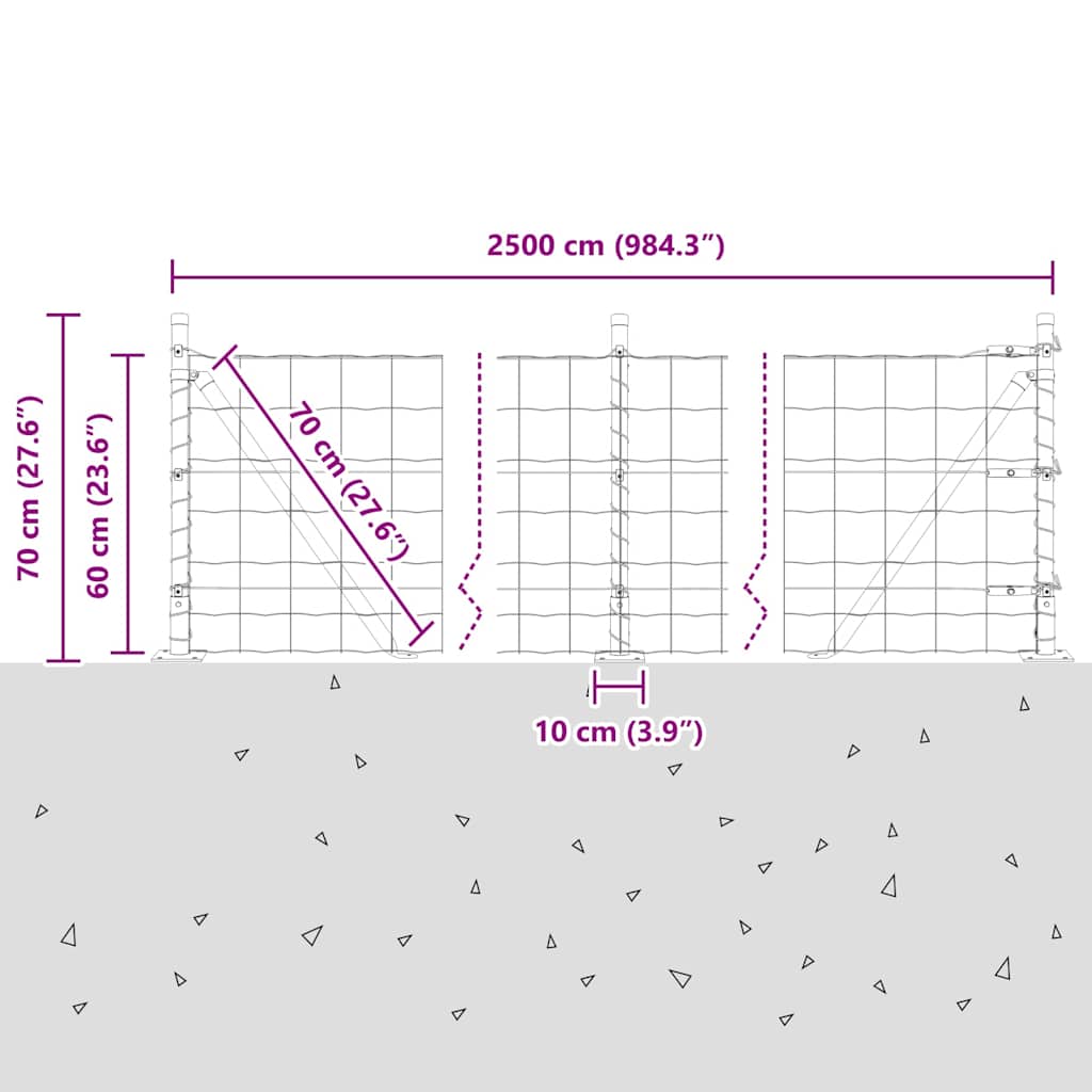 Ograda s postovima Srebrno 0,6 x 25 m Čelik
