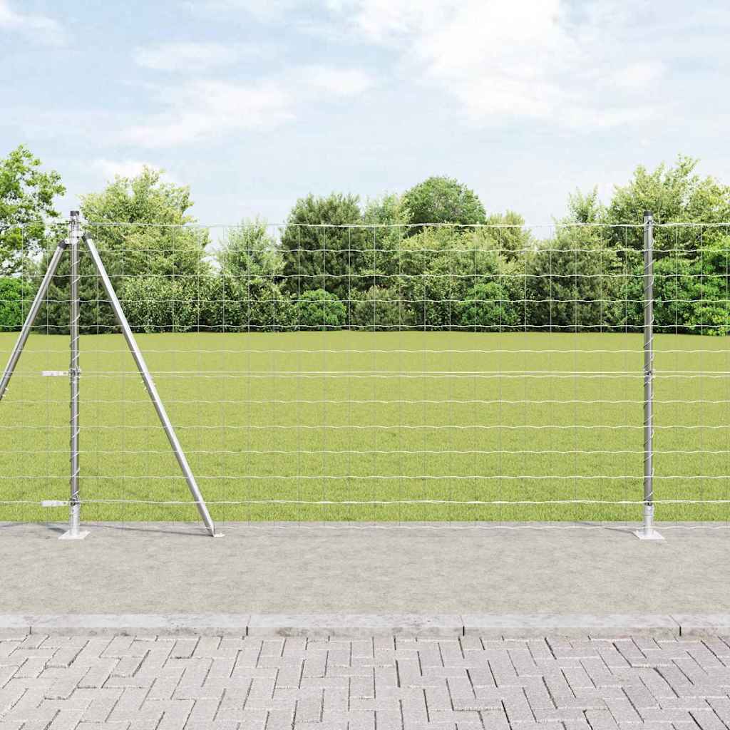 Ograda s postovima Srebrno 1,2 x 25 m Čelik