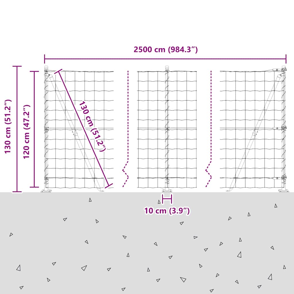 Ograda s postovima Srebrno 1,2 x 25 m Čelik
