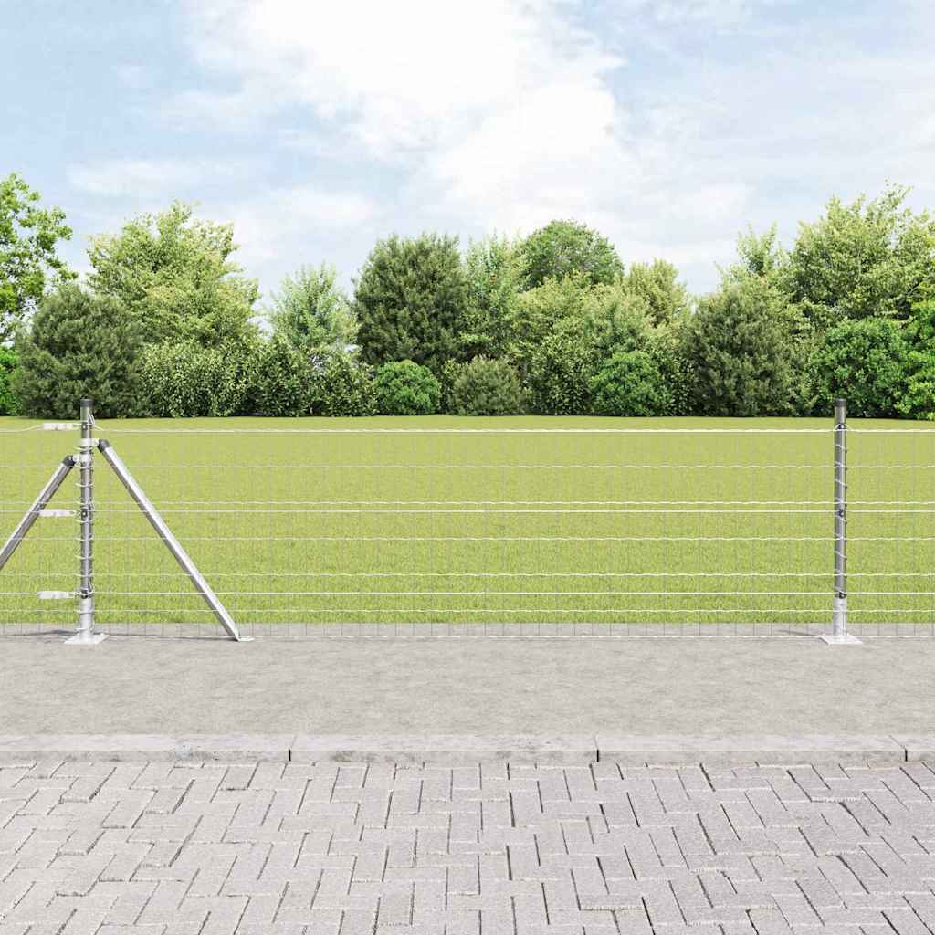 Ograda s postovima Srebrno 0,4 x 50 m Čelik