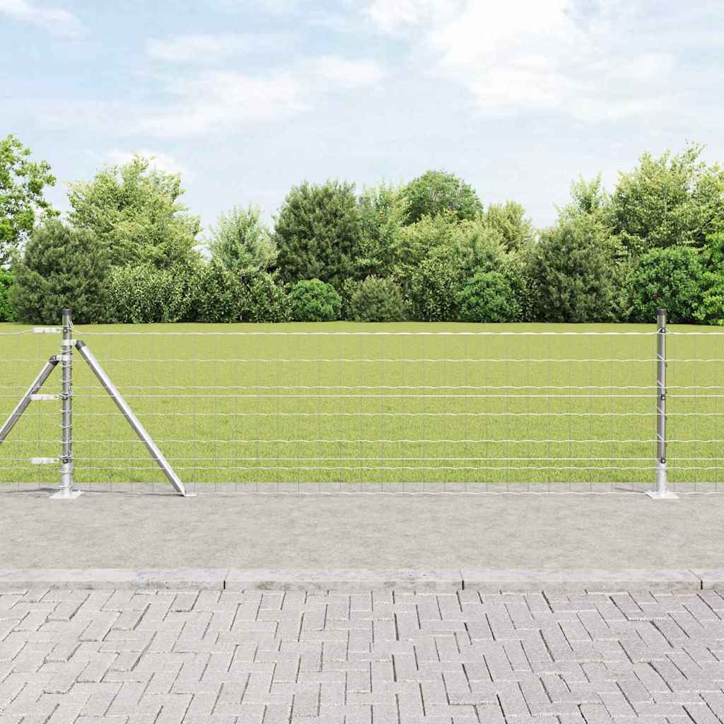 Ograda s postovima Srebrno 0,4 x 50 m Čelik