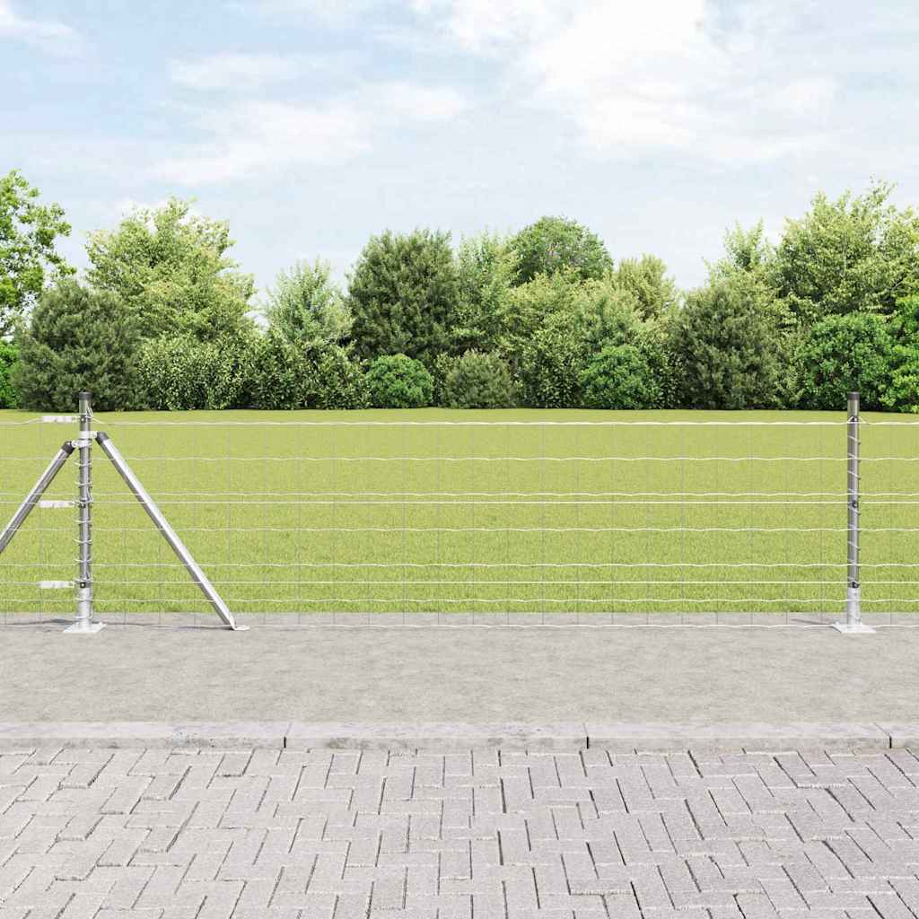 Ograda s postovima Srebrno 0,4 x 50 m Čelik
