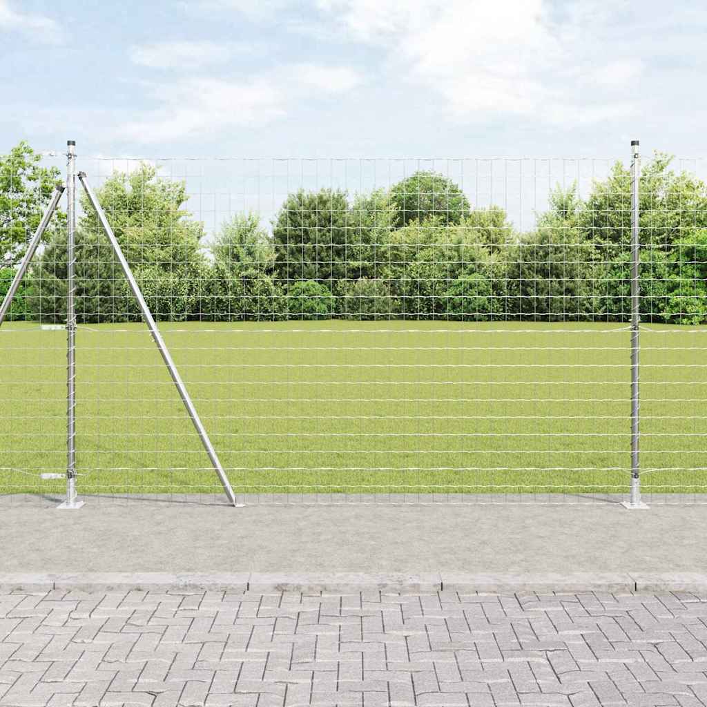 Ograda s postovima Srebrno 1,4 x 10 m Čelik